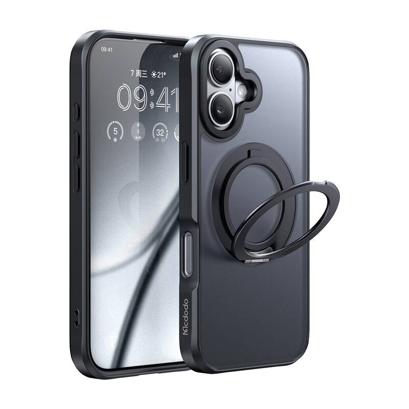Cumpara acum McDodo PC-4931 Husă MagSafe pentru iPhone 16 Plus cu suport (negru) de la Mesterul Minune