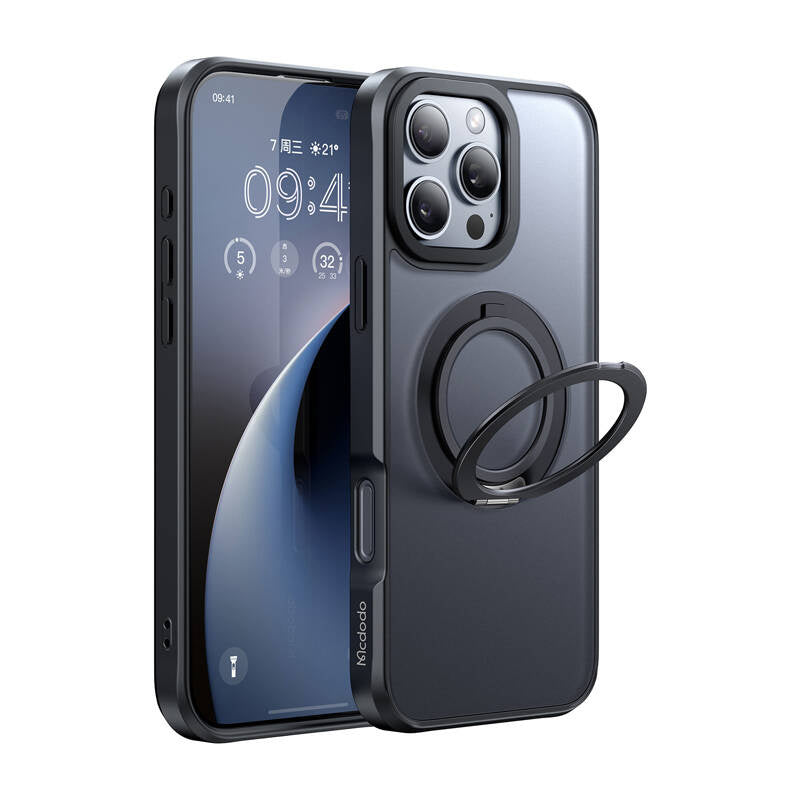 Cumpara acum McDodo PC-4932 Husă MagSafe pentru iPhone 16 Pro cu suport (negru) de la Mesterul Minune