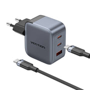 Cumpara acum Încărcător GaN Vention USB-C+C+A 70W + cablu USB-C-C 1m (gri) de la Mesterul Minune