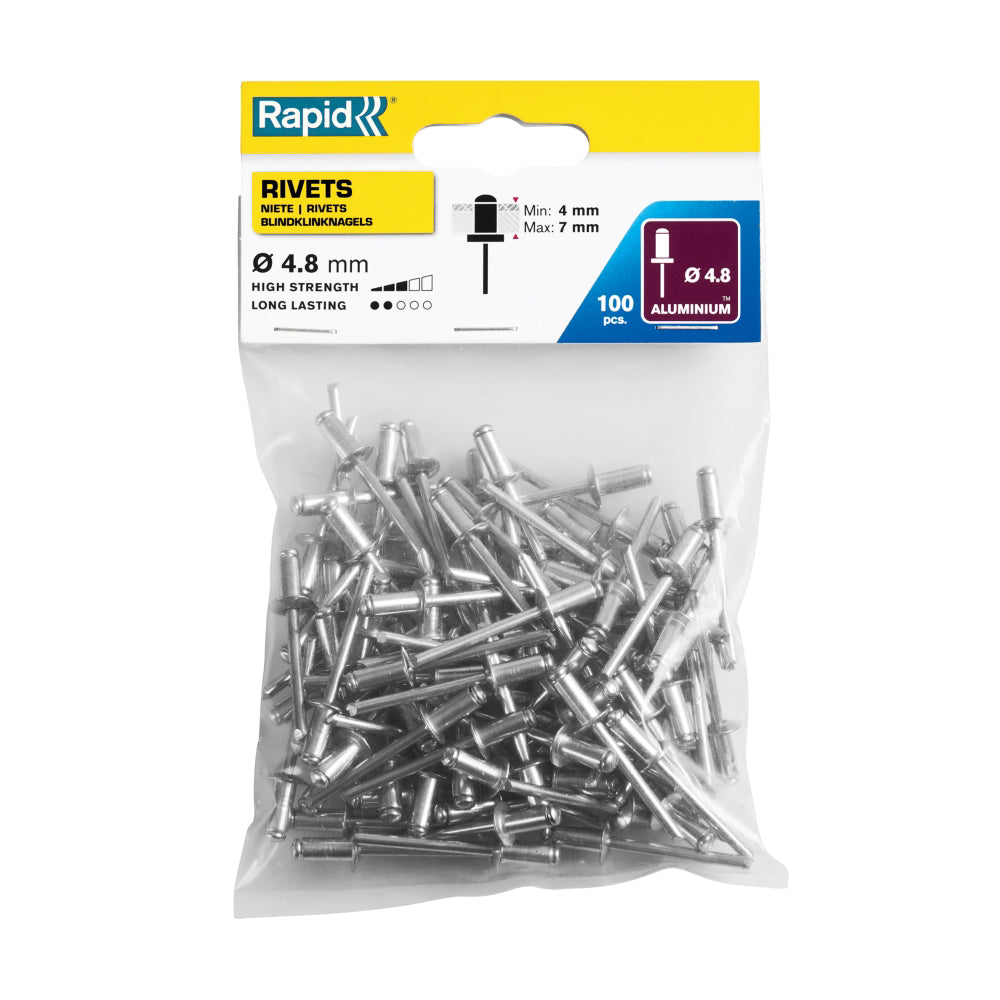 Cumpara acum set 100 de nituri de 4-7 mm, Ø4.8 x 10 mm, Rapid 5000380 de la Mesterul Minune