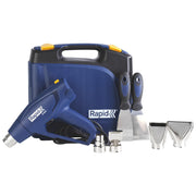 Rapid 5001350, Set pistol cu aer cald R1800, temperatura 300-550 grade, 1600W, debit reglabil in 2 trepte 250-450l/min, + geanta de transport si accesorii
