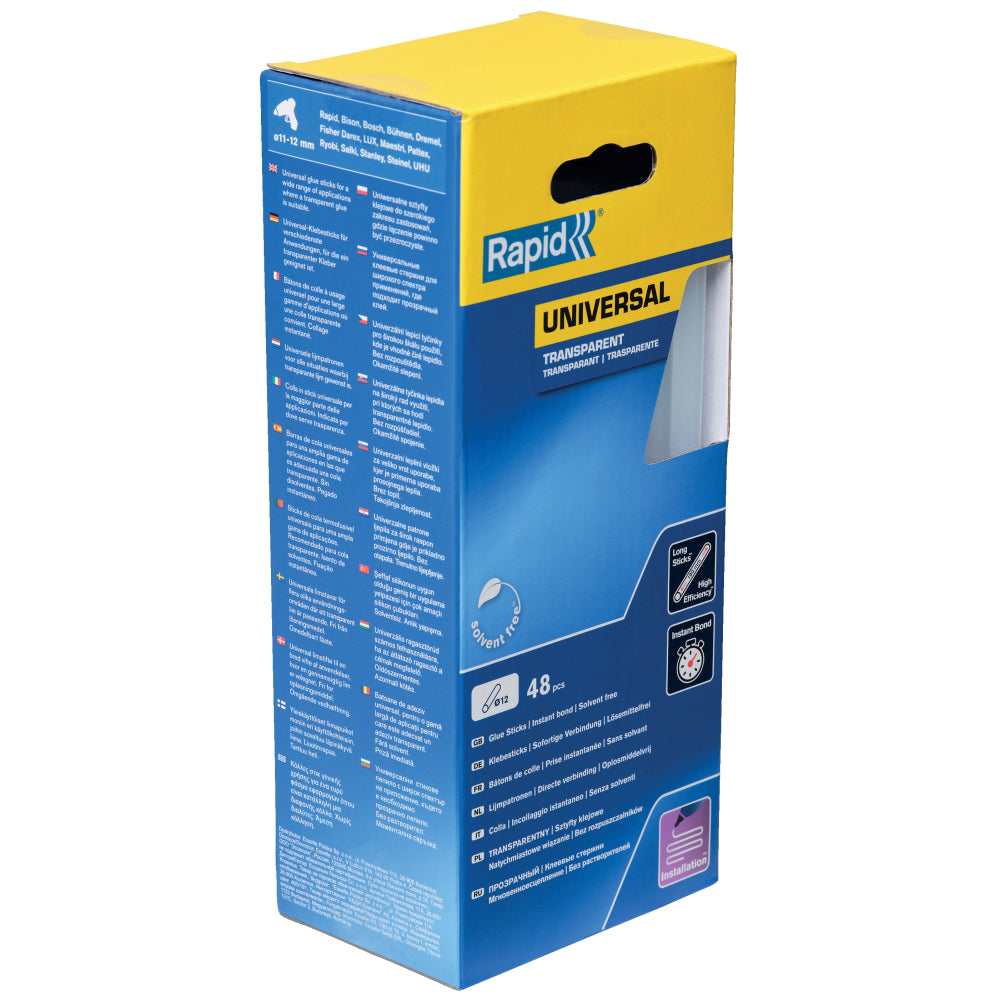 Rapid 5001411, set 48 batoane de adeziv, universale, transparente, 12 x 190 mm