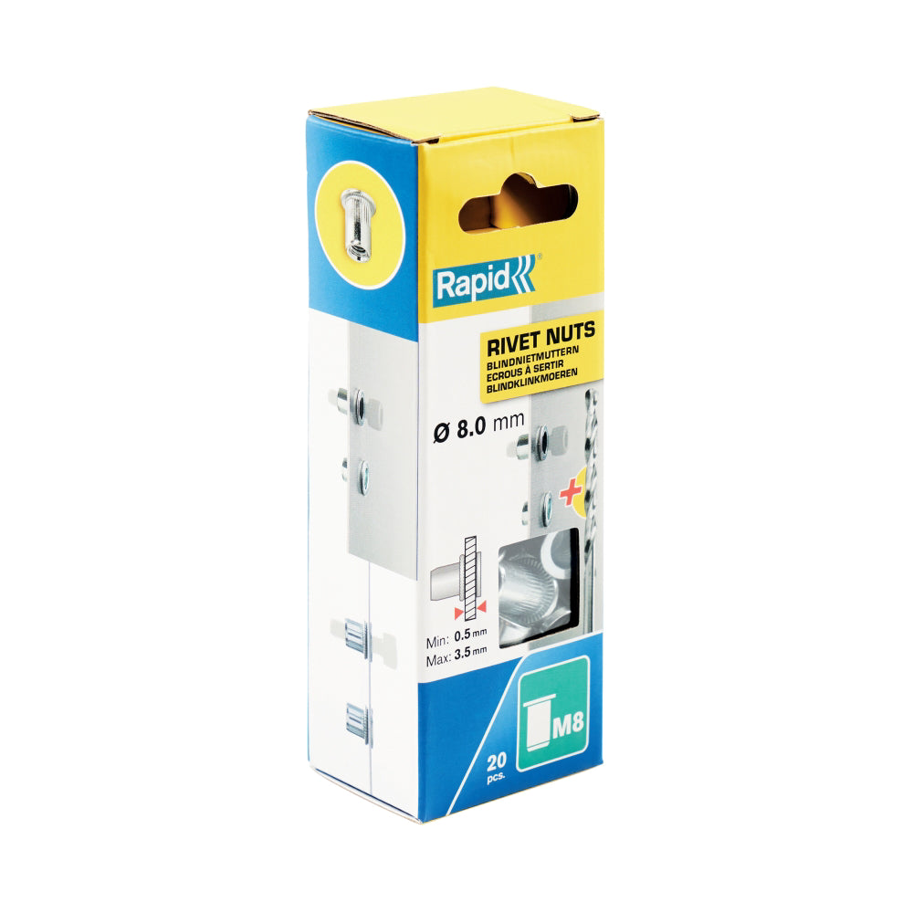 Cumpara acum set 20 nituri cu filet tip piulita M8, 3.5 mm, Rapid 5001482 de la Mesterul Minune