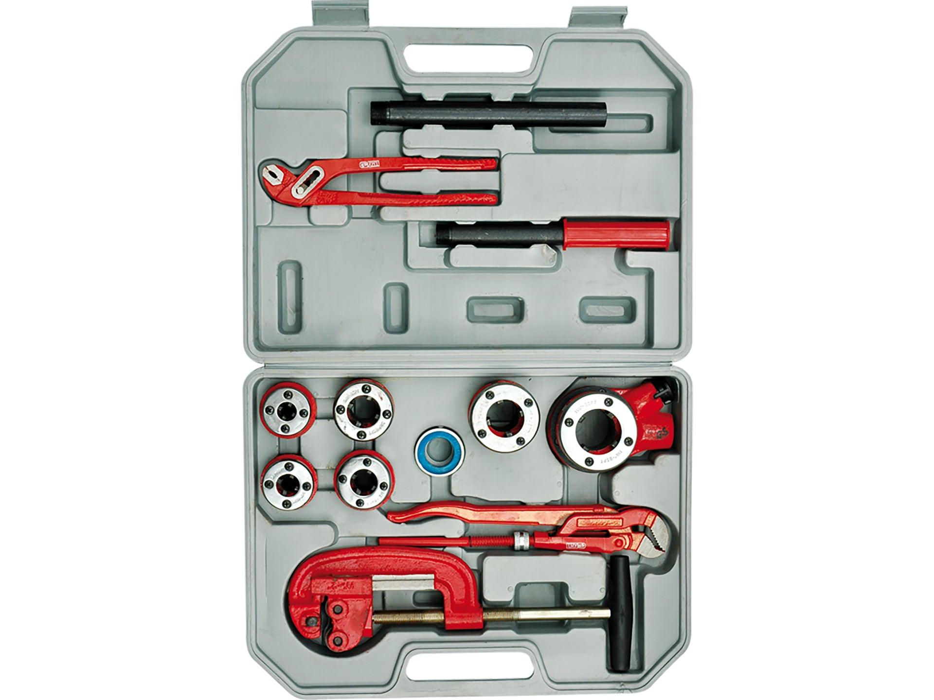 TRUSĂ FILIERE PENTRU ȚEVI, 12 PIESE, 1/4''-5/4'' VOREL 55800