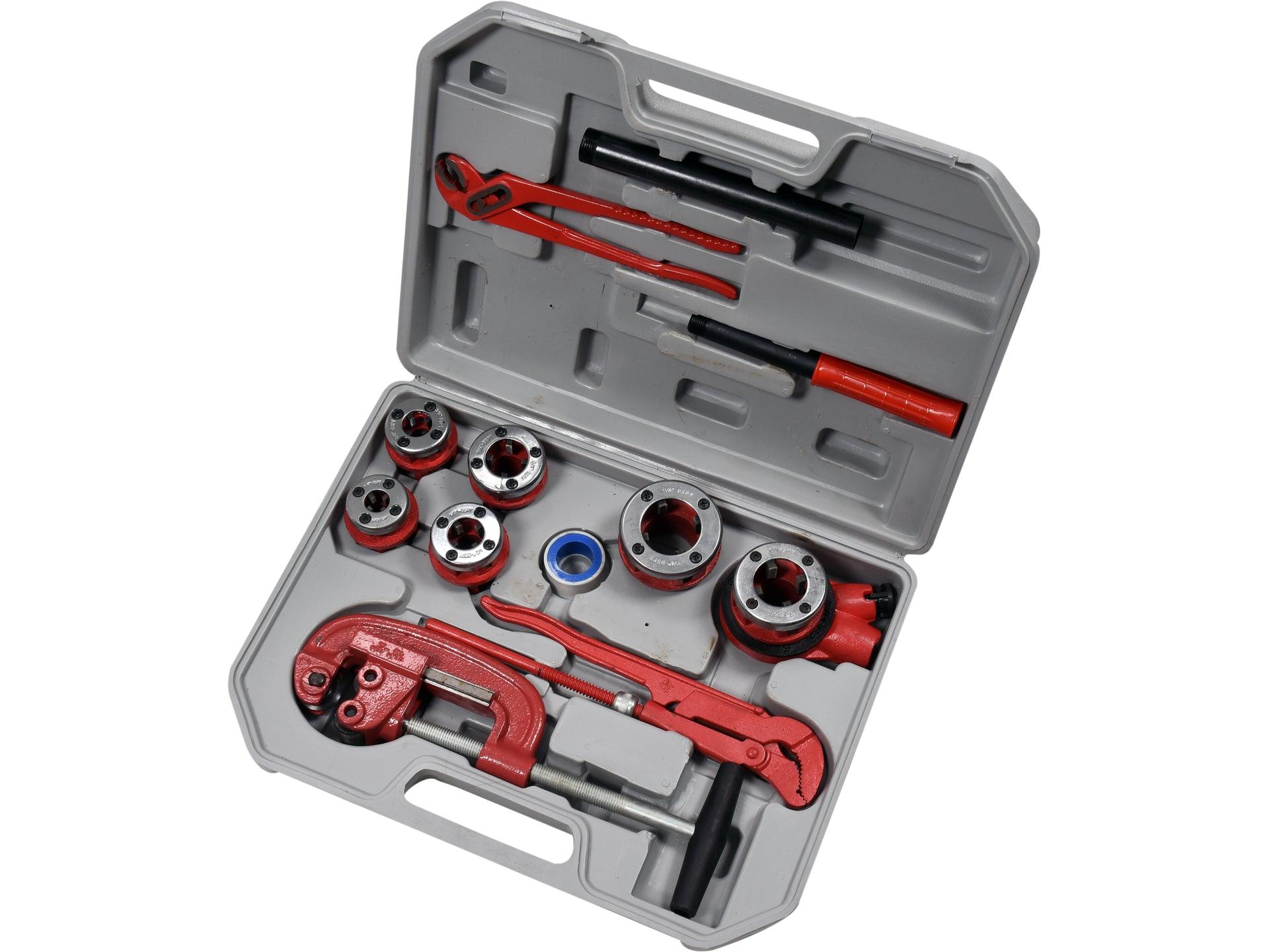 TRUSĂ FILIERE PENTRU ȚEVI, 12 PIESE, 1/4''-5/4'' VOREL 55800