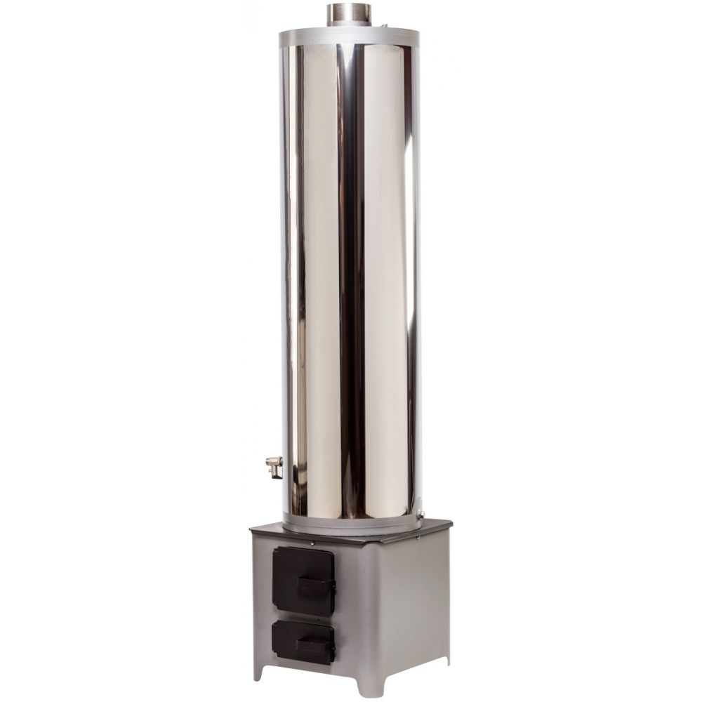 Boiler pe lemne FM Group din inox 90 L cu focar cu usi din tabla