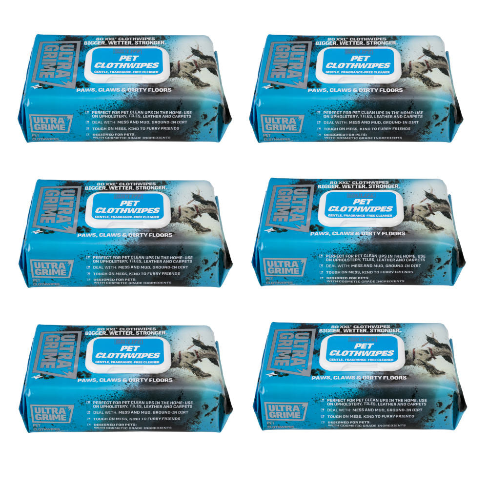 Set 6 pachete de servetele umede UltraGrime Pet-Care, 38 cm x 25 cm, 480 de bucati