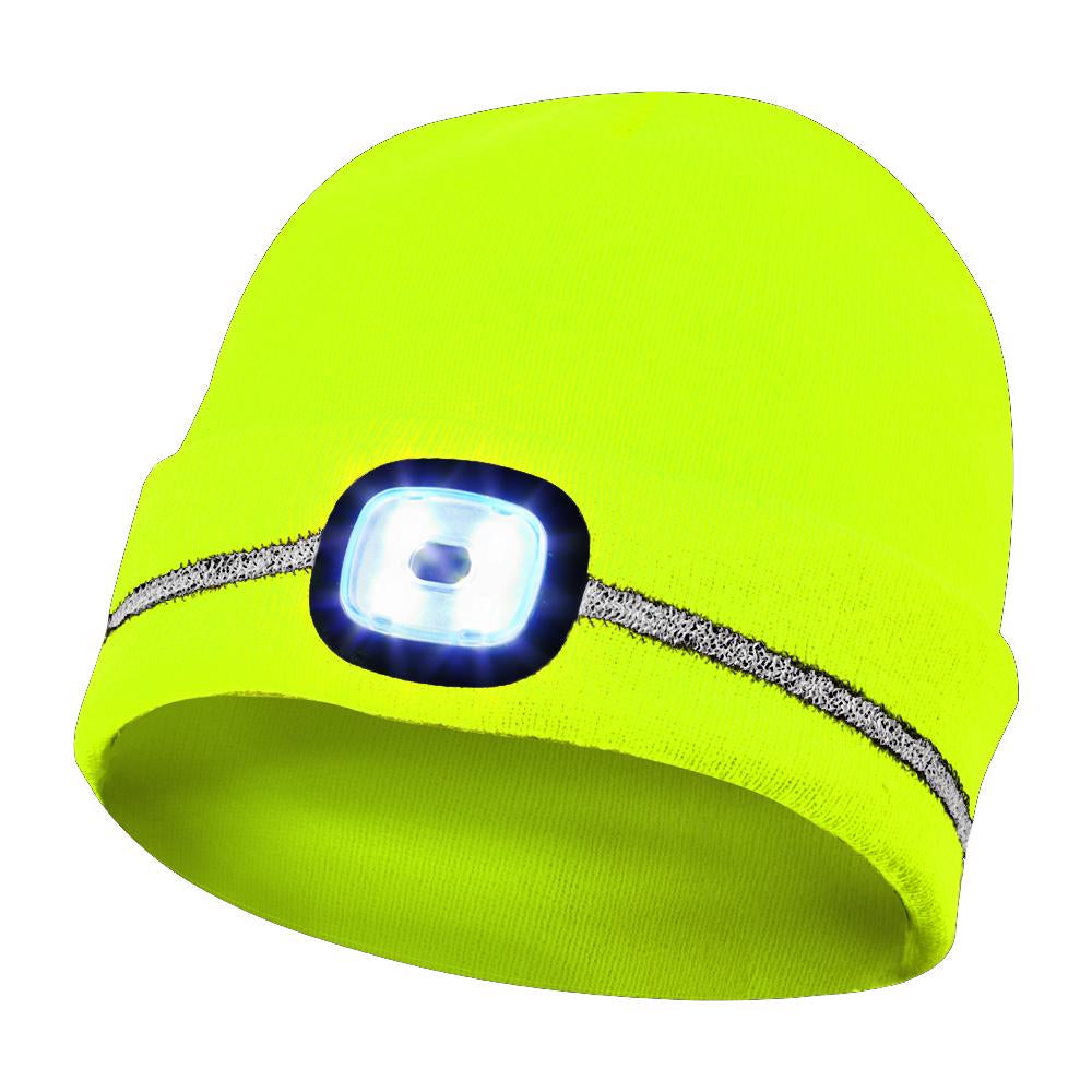 Cumpara acum Caciula galbena cu banda reflectorizantă si LED, 4 niveluri de de la Mesterul Minune