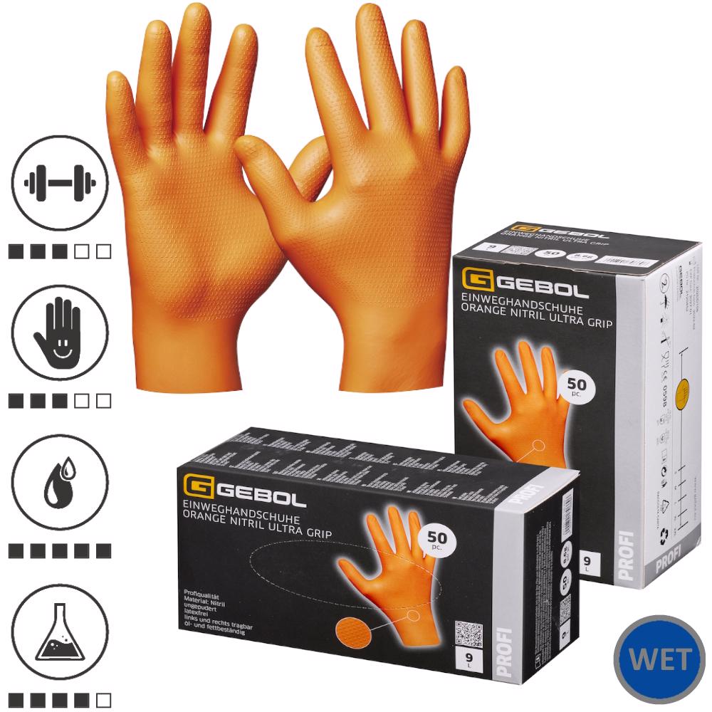 Cumpara acum Set 50 de manusi de protectie Orange Nitril Ultra Grip, din nitril, uz de la Mesterul Minune