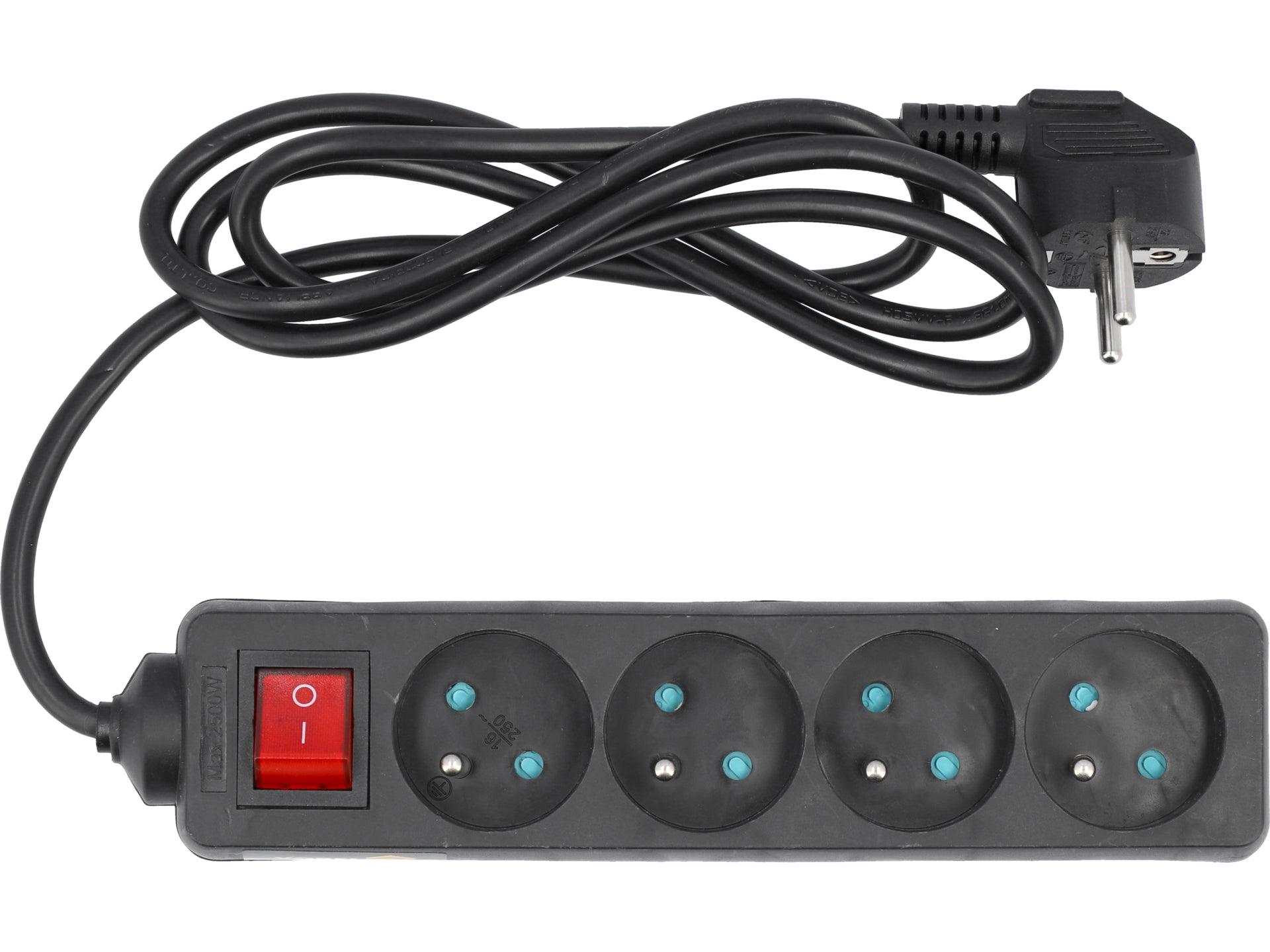 PRELUNGITOR CU ÎNTRERUPĂTOR, 4 PRIZE CU ÎMPĂMÂNTARE, 1.5M VOREL 72630