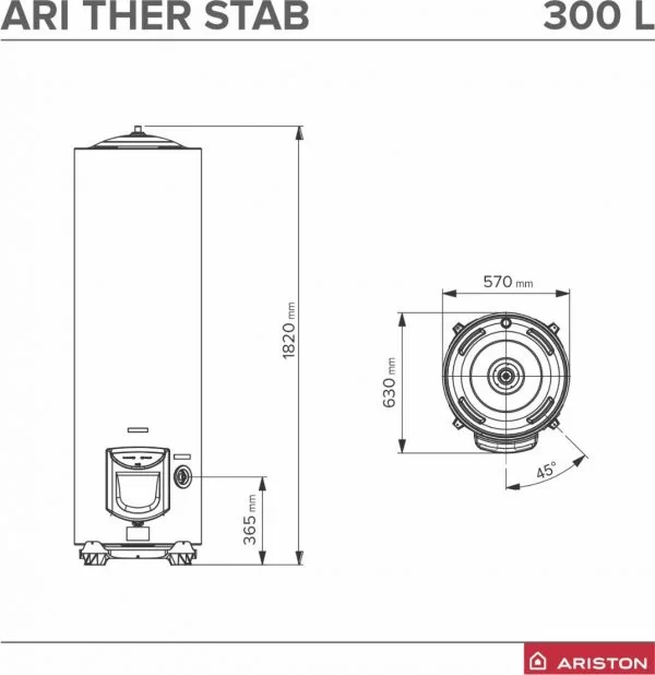 Boiler electric Ariston ARI 300 STAB 560 THER MO VS EU, 3000 W, 300