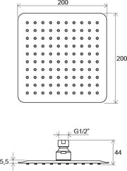 Para dus fixa Chrome, patrat 200 mm RAVAK 92.01 | Mesterul Minune