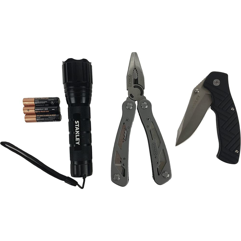 Cumpara acum set 3 piese cutit, lanterna si cleste multifunctional, Stanley de la Mesterul Minune
