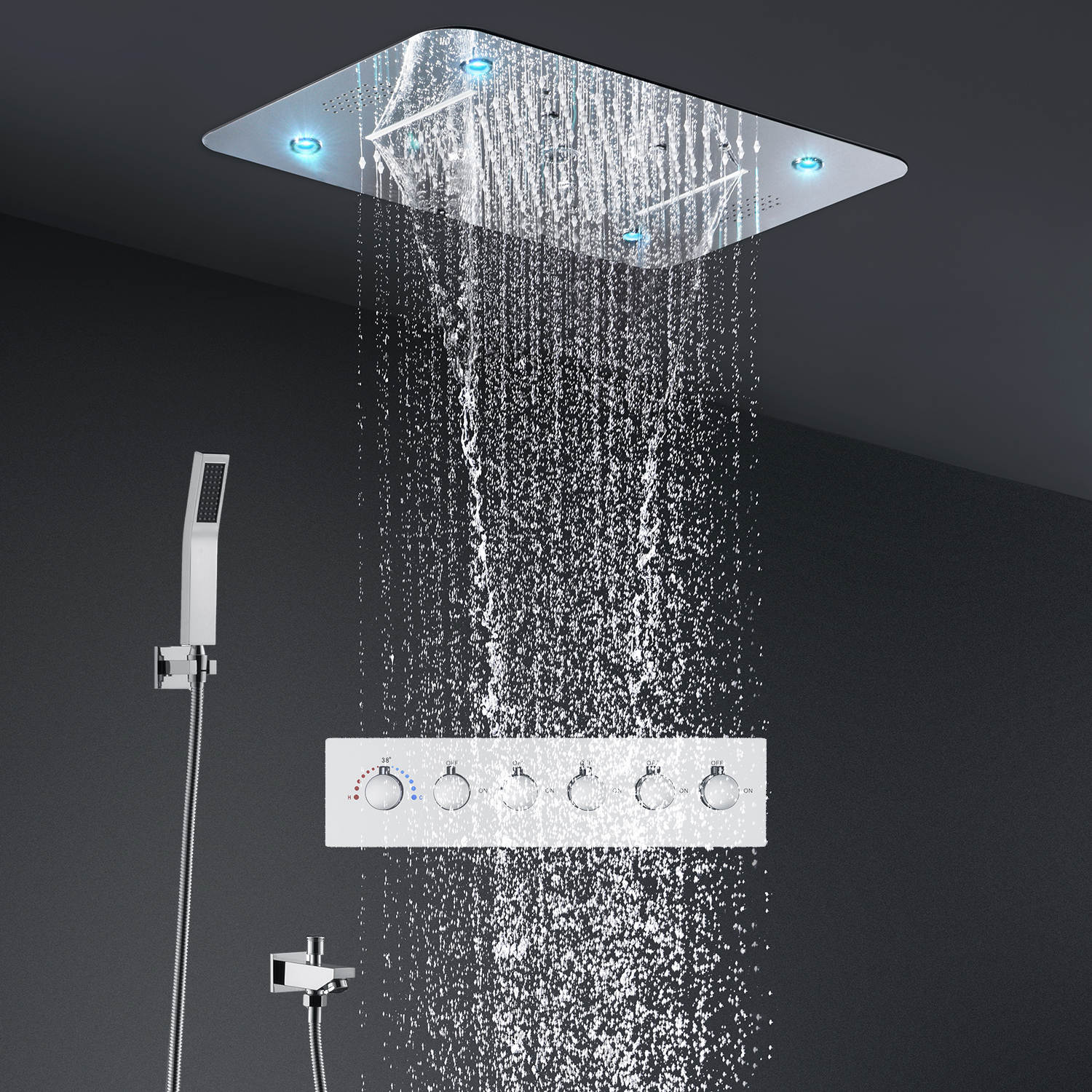 Dus emotional Waincris inox 580x380mm, cu 5 functii, iluminare LED si bluetooth