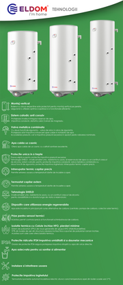 Boiler termoelectric Eldom Green Line 120 l, o serpentină
