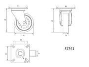 ROATĂ PIVOTANTĂ 50X16X72MM, 20KG VOREL 87361