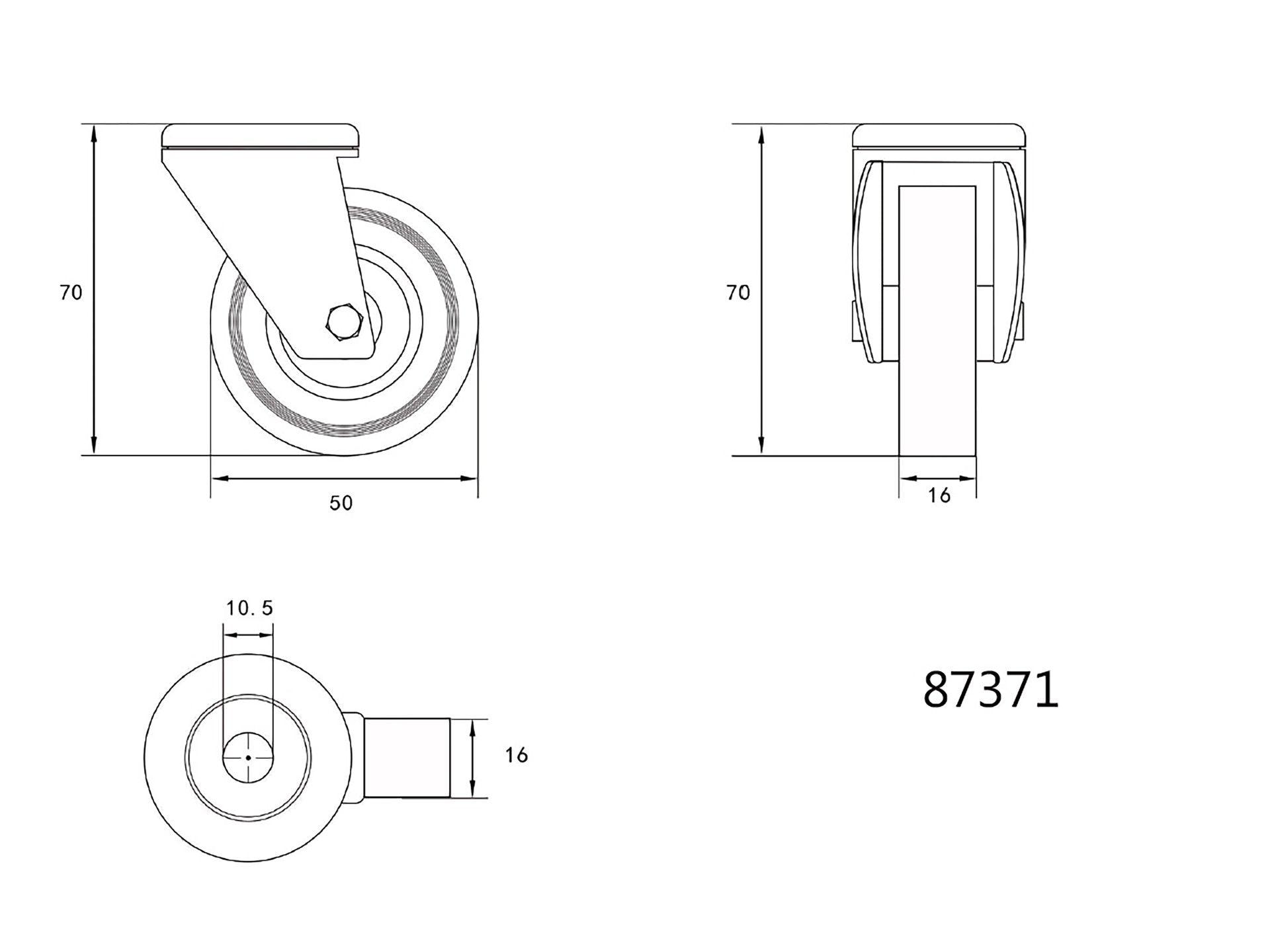 ROATĂ PIVOTANTĂ 50X16X70MM, 20KG VOREL 87371