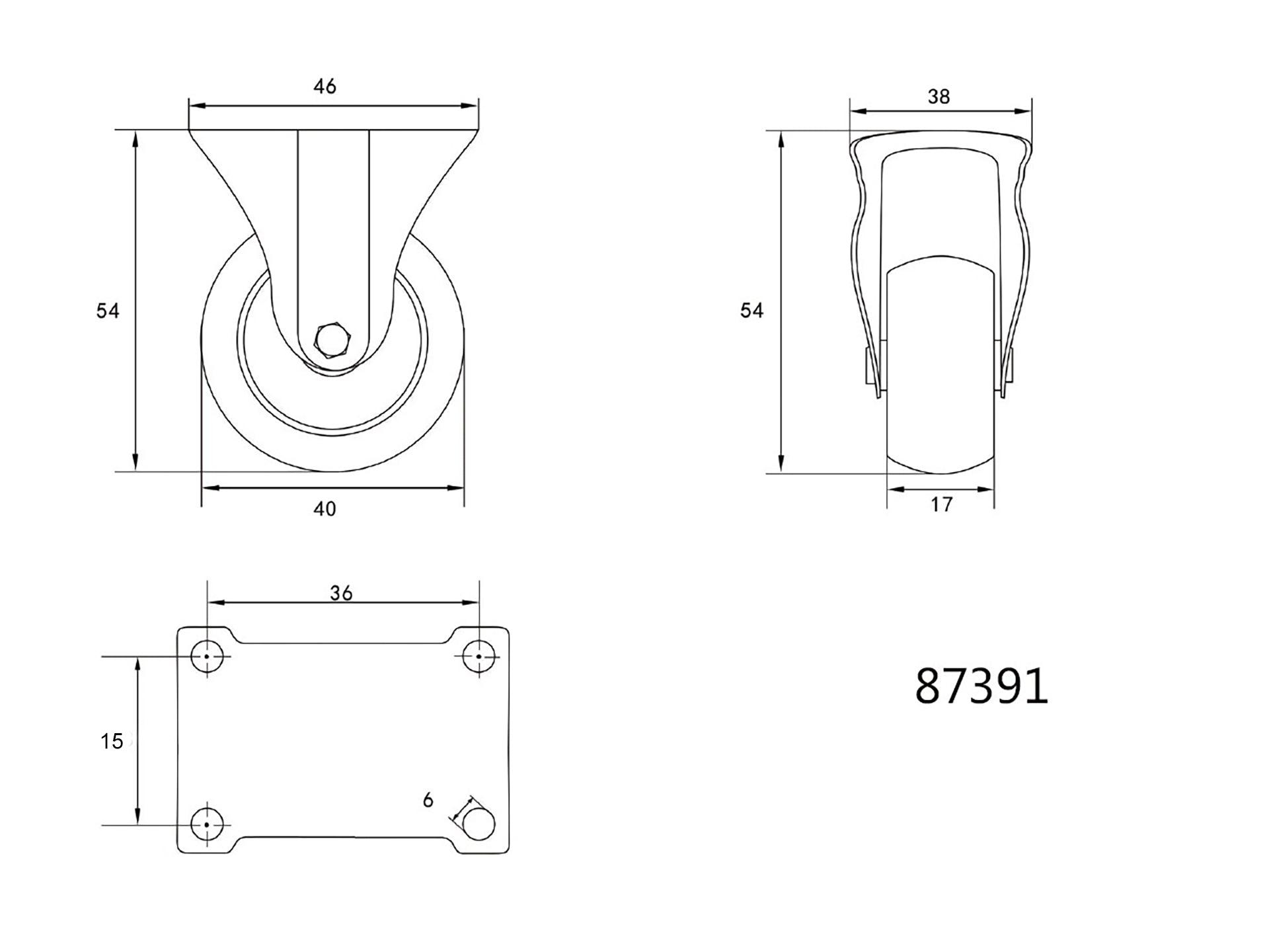 ROATĂ FIXĂ, POLIPROPILENĂ, 40MM VOREL 87391