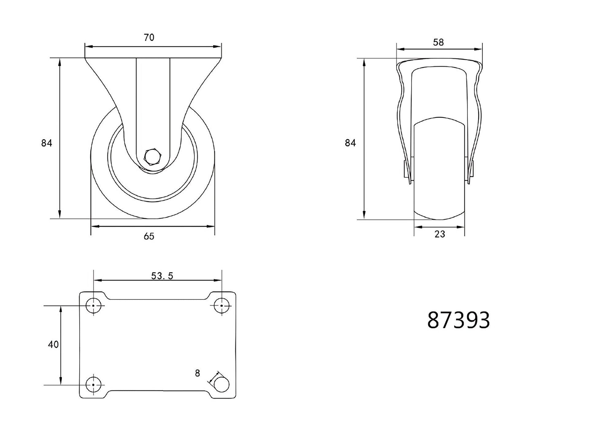 ROATĂ FIXĂ, POLIPROPILENĂ, 65MM VOREL 87393