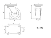 ROATĂ PIVOTANTA, POLIPROPILENĂ, 40MM VOREL 87401
