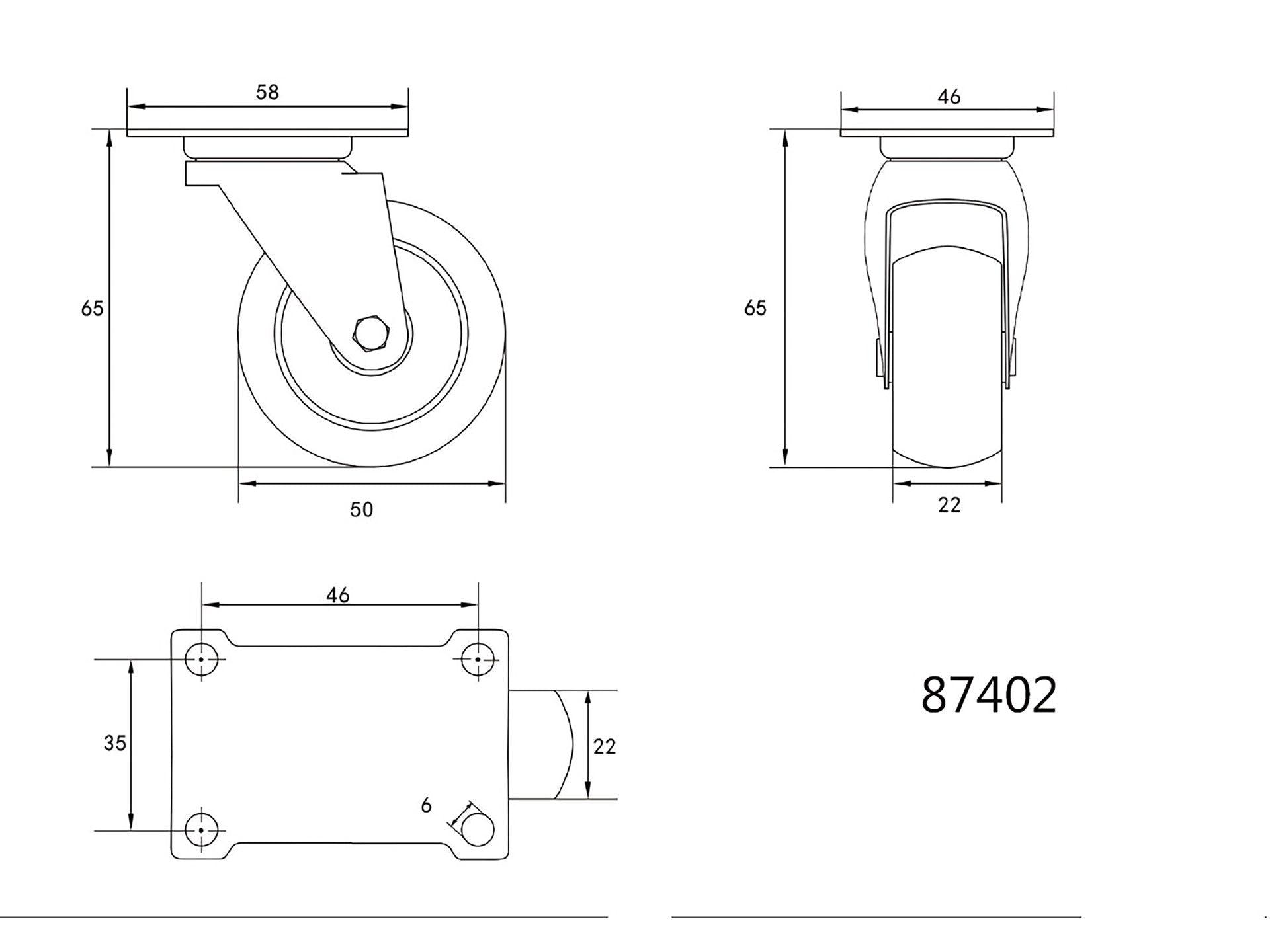ROATĂ PIVOTANTA, POLIPROPILENĂ, 50MM VOREL 87402