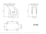 ROATĂ PIVOTANTA, POLIPROPILENĂ, 50MM VOREL 87402