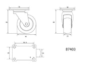 ROATĂ PIVOTANTA, POLIPROPILENĂ, 60MM VOREL 87403