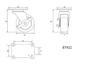 ROATĂ PIVOTANTĂ CU FRÂNĂ,POLIPROPILENĂ, 40MM VOREL 87411