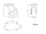 ROATĂ PIVOTANTĂ CU FRÂNĂ, POLIPROPILENĂ, 65MM VOREL 87413