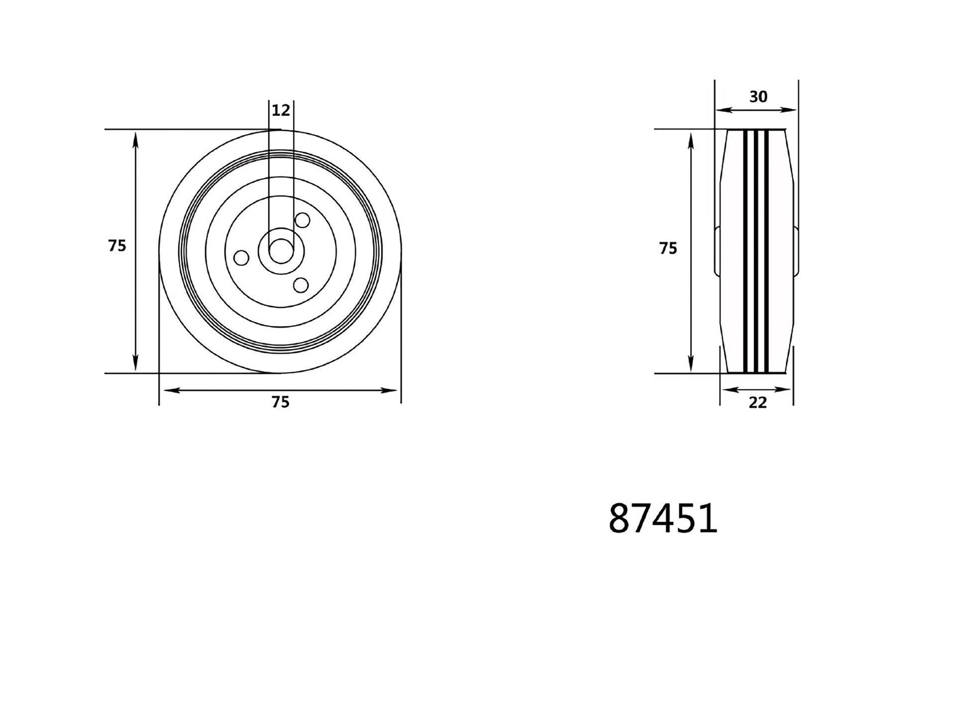 ROATĂ REZERVĂ 75/25/45MM PENTRU 87301 VOREL 87451