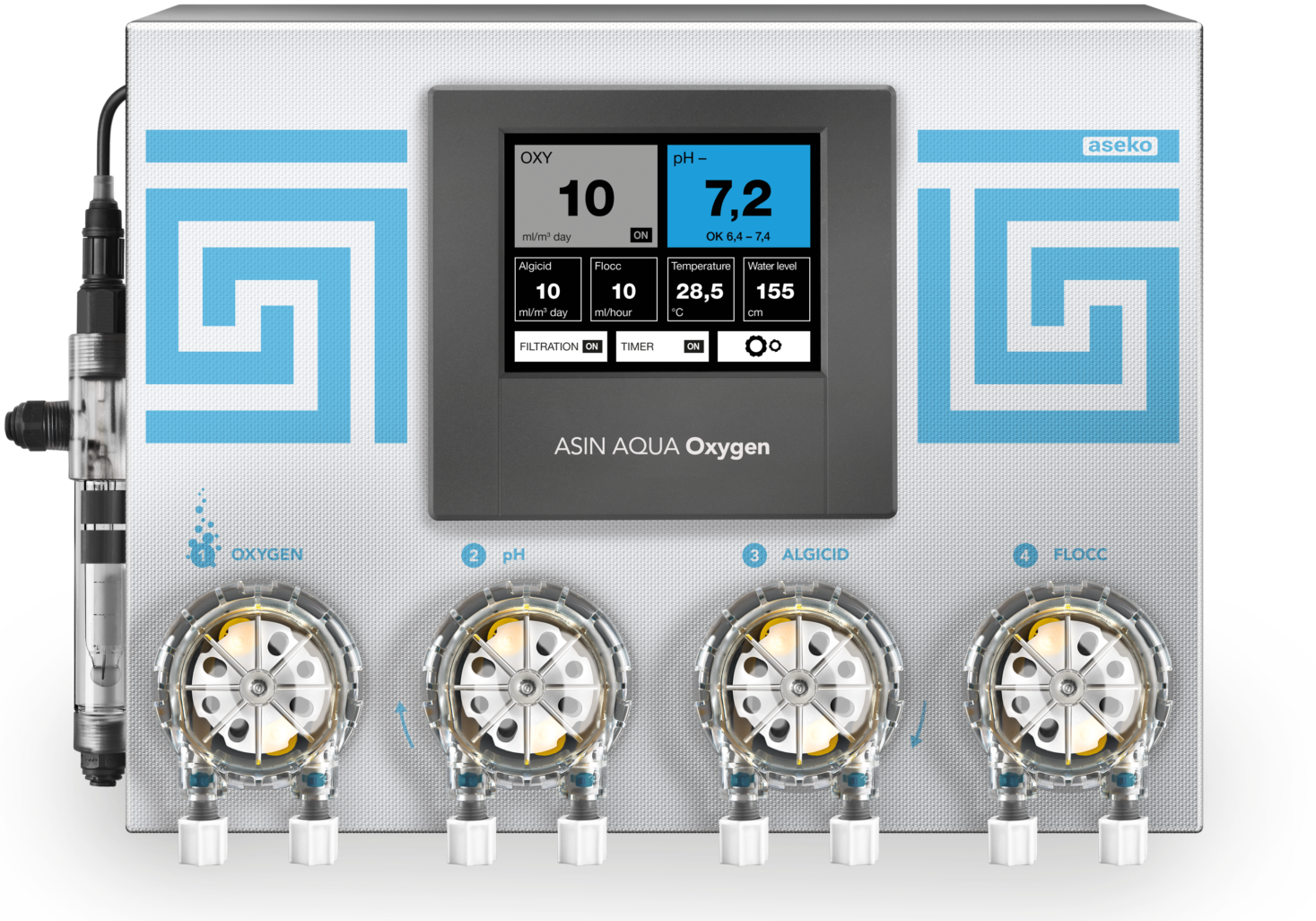 Sistem dozare piscine oxigen, ph, algicid, floculant ASIN AQUA Oxygen