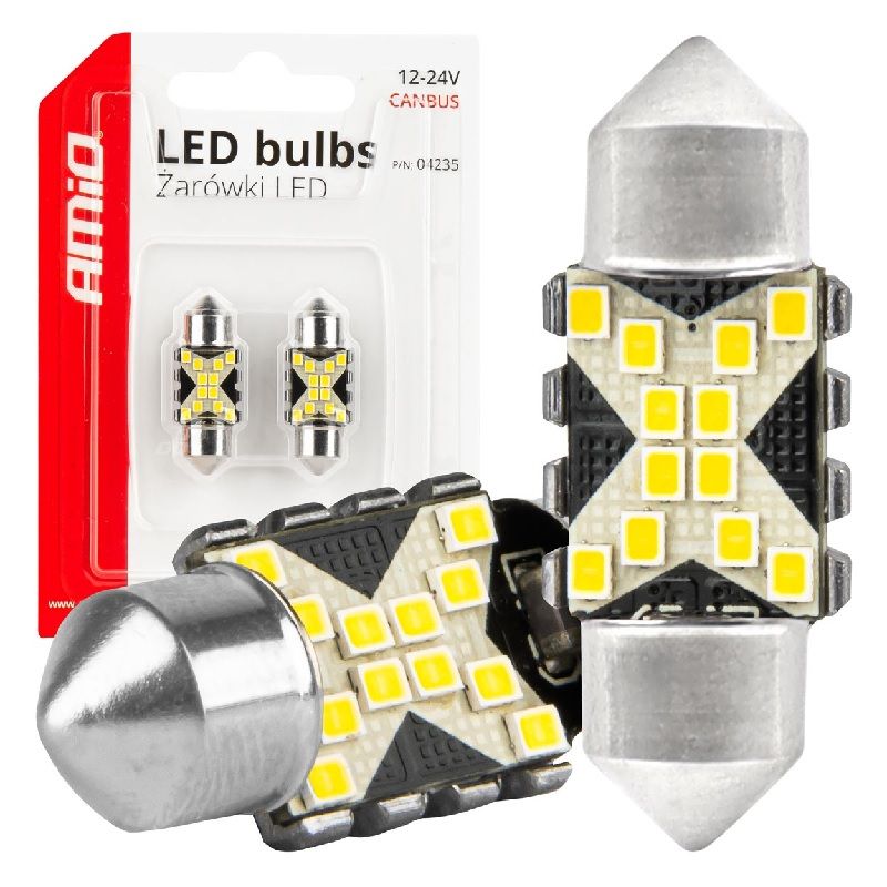 Bec LED CANBUS 12SMD Festoon C5W 2016 31mm White 12/24V AMiO - 04235