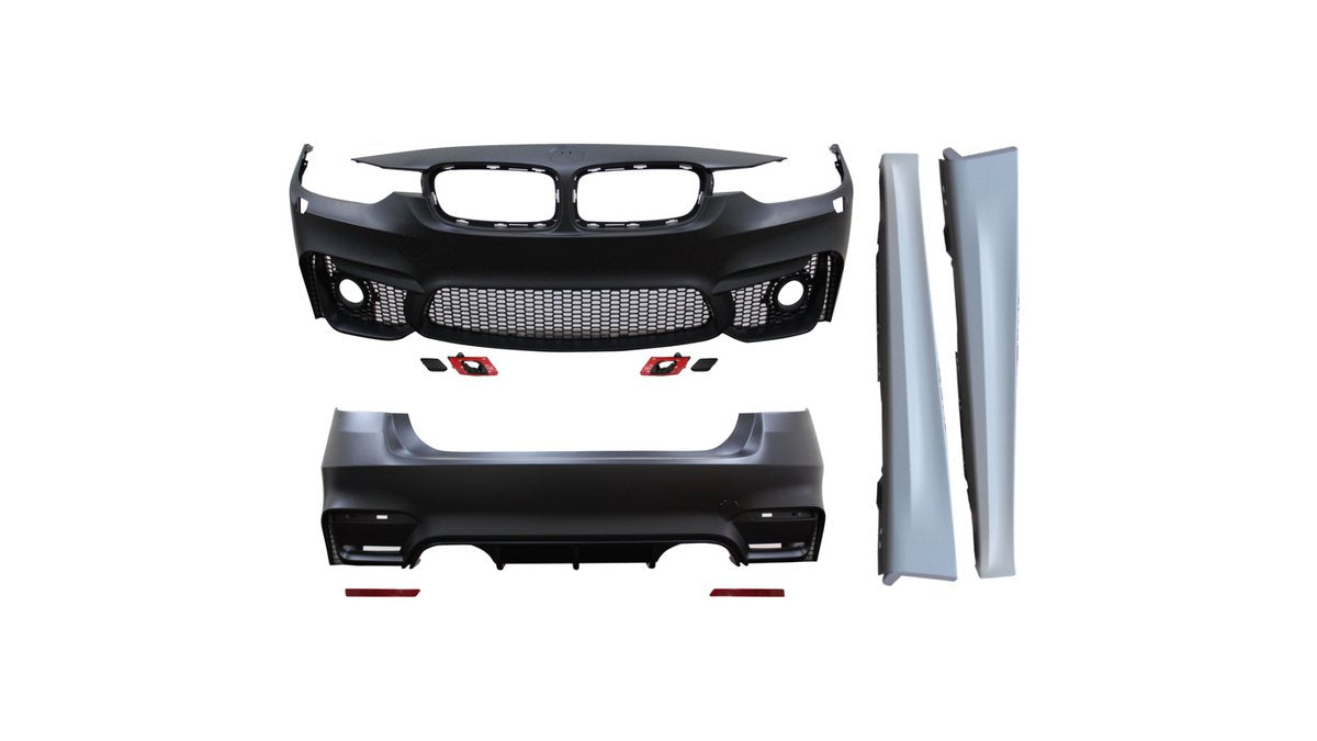 Bodykit exterior BMW Seria 3 F30, pachet tuning sport complet pentru bara fata, bara spate si pragur - AM-BDKBM0169