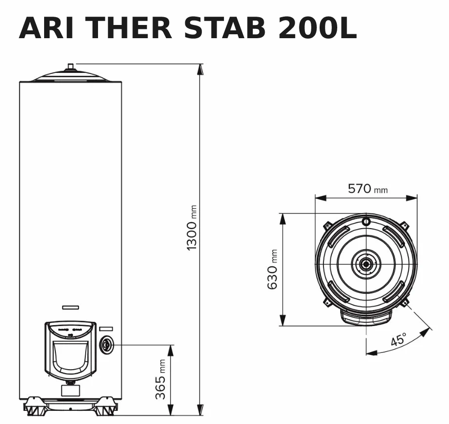 Boiler electric Ariston ARI 200 STAB 570 THER MO VS EU, 3000 W, 200