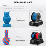 Uscator de filamente pentru imprimanta 3D, Eibos Cyclopes, 100 W, max 70℃, max 2 role 1kg