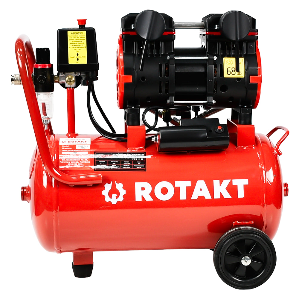 Cumpara Compresor Aer Cu 2 Cilindrii Fara ulei Rotakt ROCP-S24 Putere 1.5CP/1.1kW, Presiune 8 bar, Debit 160l/min, Capacitate 24l de la Mesterul Minune
