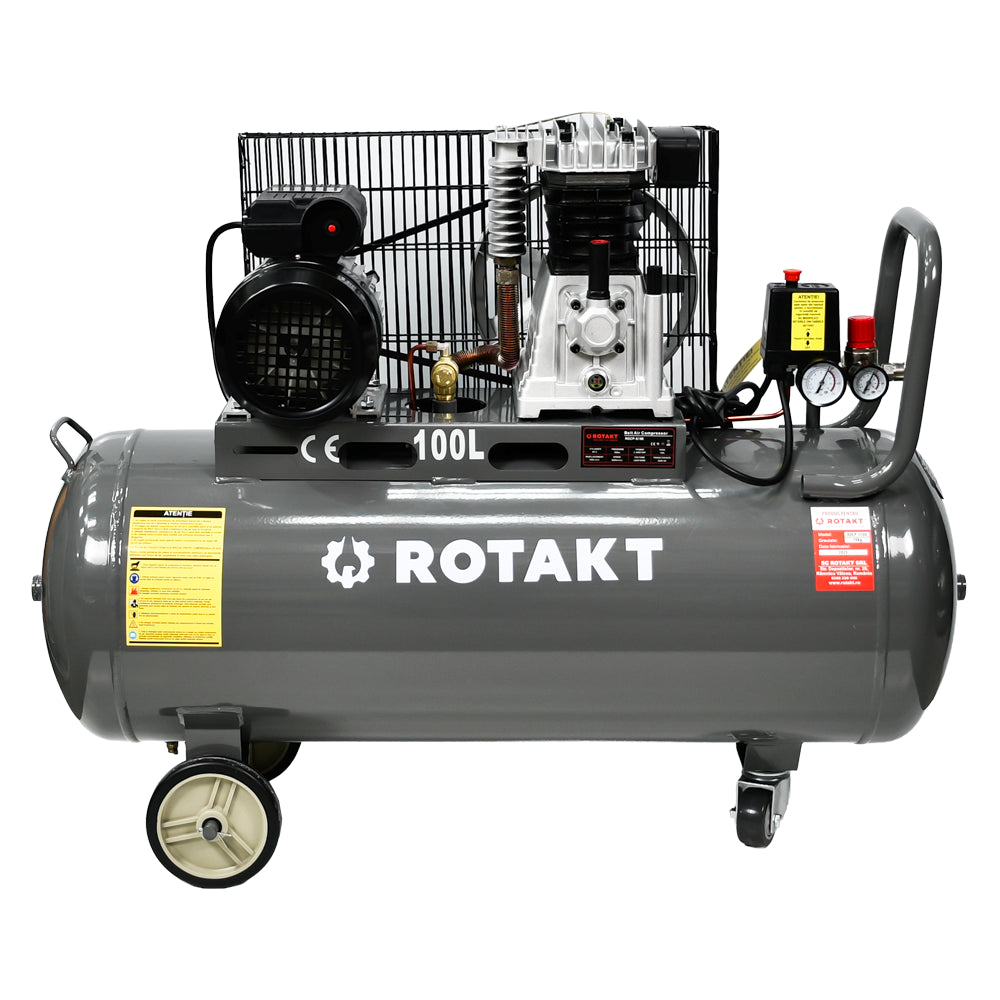 Cumpara Compresor Cu 2 Pistoane Rotakt ROCP‑S100, Putere 2.2 kW, Presiune 10 bar, Debit 250 l/min, Capacitate 100l de la Mesterul Minune