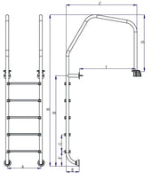 Scara piscina gratar perimetral din inox cu 5 trepte Emaux OF515-S