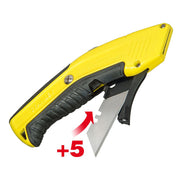 Stanley 0-10-237, Cutter cu lama retractabila si auto-incarcare, 150mm + 5 lame trapezoidala 19mm
