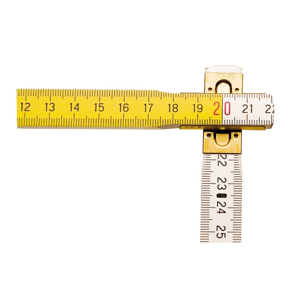 Stanley 0-35-458, metru de tamplarie din lemn 2m, finisaj alb/galben, gradare in negru, certificat CE si FSC, 2m x 15mm, blister