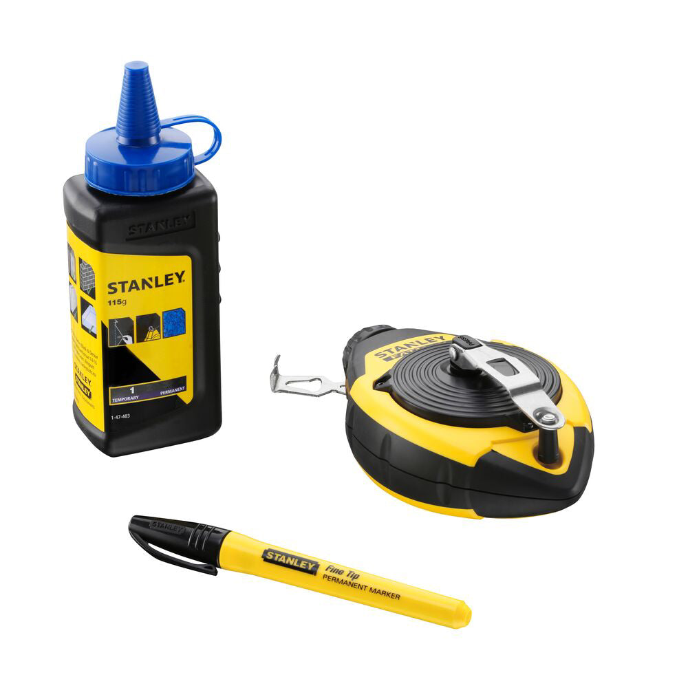 Cumpara acum set sfoara de trasare + creta albastra + marker, blister, Stanley de la Mesterul Minune