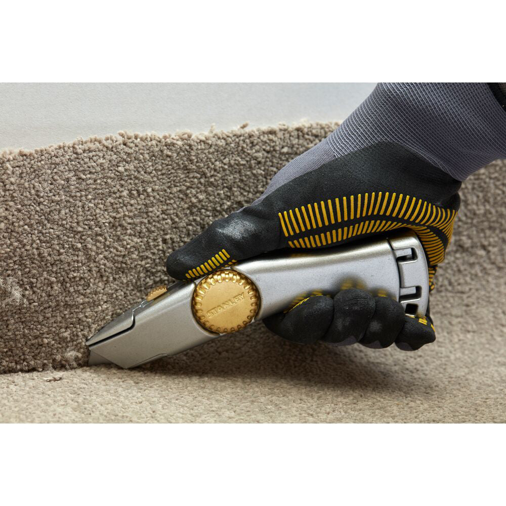 Stanley 2-10-122, Cutter compact metalic cu lama retractabila, 185mm + 3 lame trapezoidale 62mm