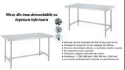 Masă din INOX 1200*600*850, AISI 304, demontabila, cu legatura inferioara