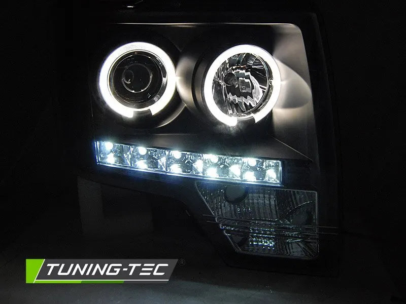 Faruri ANGEL EYES BLACK Tuning-Tec pentru FORD F150 MK12 08-14 - LPFO86