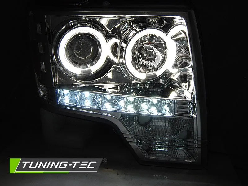 Faruri ANGEL EYES CHROME Tuning-Tec pentru FORD F150 MK12 08-14 - LPFO85