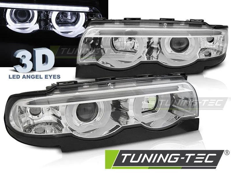 Faruri ANGEL EYES LED 3D CHROME Tuning-Tec pentru BMW E38 94-01 - LPBML5