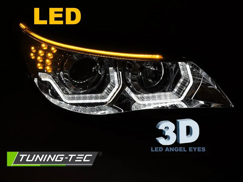 Faruri ANGEL EYES LED 3D CHROME pentru BMW E60 E61 03-07 - LPBMK3
