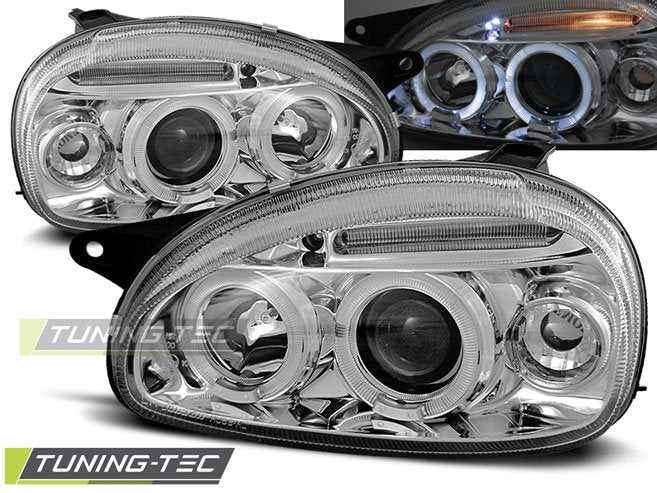Faruri Angel Eyes Chrome pentru Opel Corsa B 02.1993-10.2000 Tuning-Tec - LPOP26