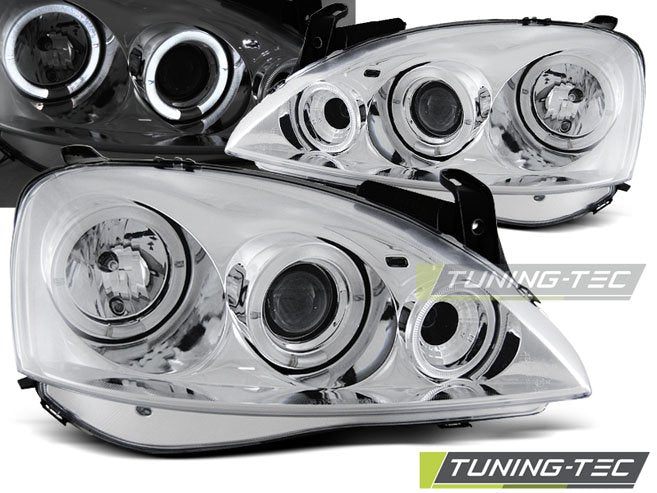 Faruri Angel Eyes Chrome pentru Opel Corsa C 11.2000-09.2006 Tuning-Tec - LPOP28