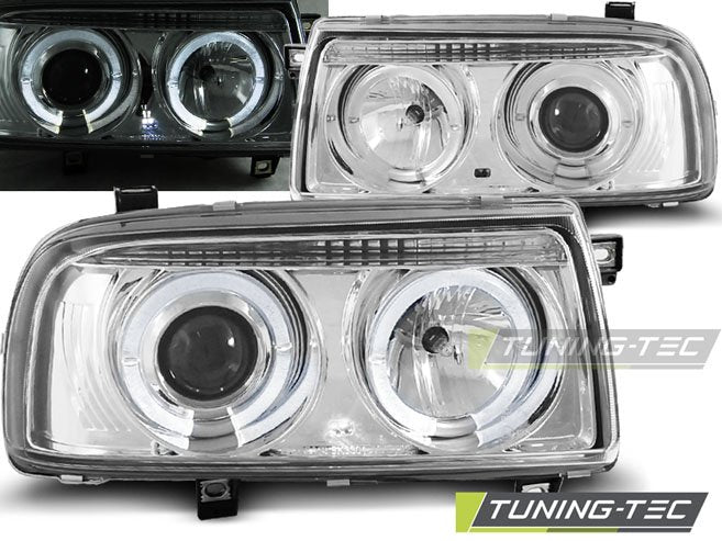 Faruri Angel Eyes cu lupa pentru VW VENTO 01.92 - 08.98 Tuning-Tec - LPVW87